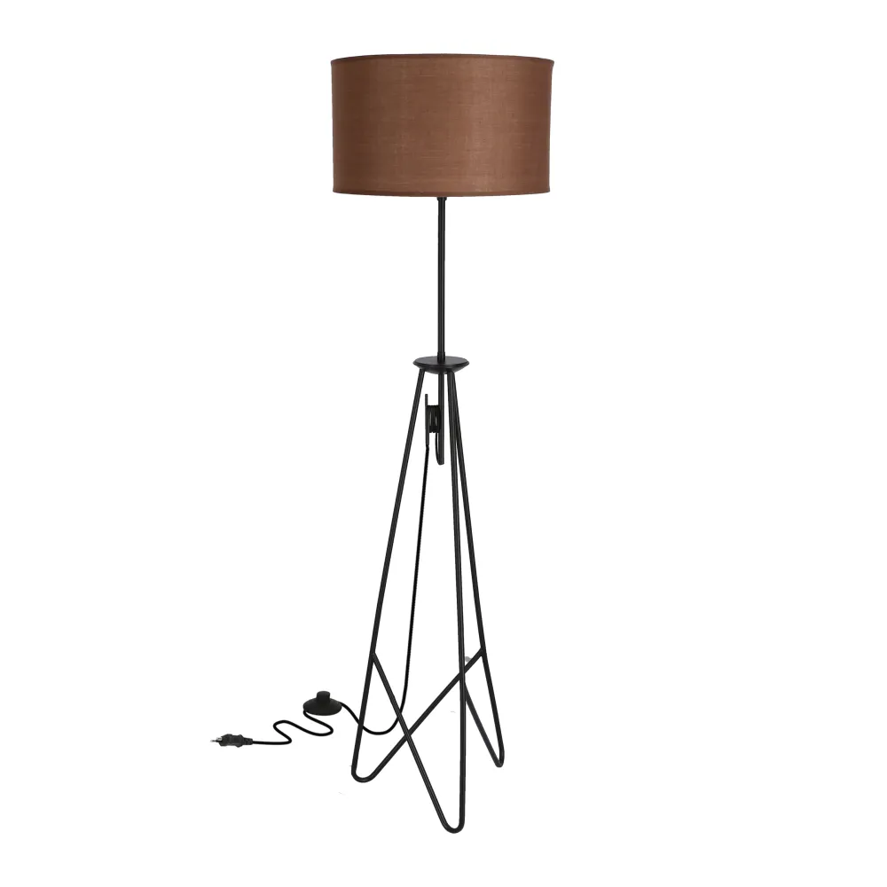 FLOAT CZARNY/ BRĄZOWY OPRAWA PODŁOGOWA 1X E27/ 60W IP20 METAL/ TKANINA