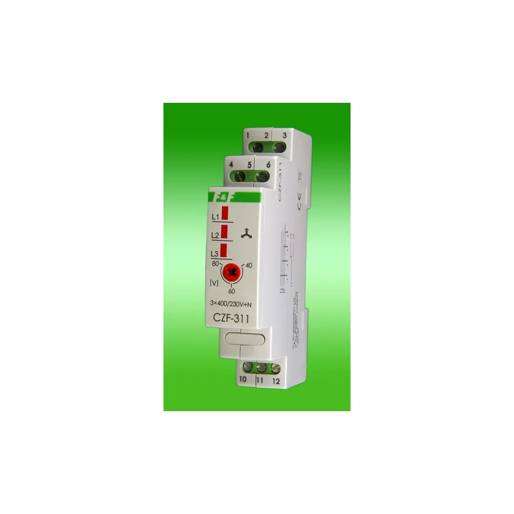 CZF-311 CZUJNIK ZANIKU I ASYMETRII FAZ 10A 1P 1M 3X400/230V+N AC Z REGULOWANYM PROGIEM ASYMETRII