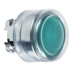 Schneider Electric Harmony XB4 Główka przycisku płaskiego z samoczynnym powrotem LED okapturzona zielona metalowa, ZB4BW533