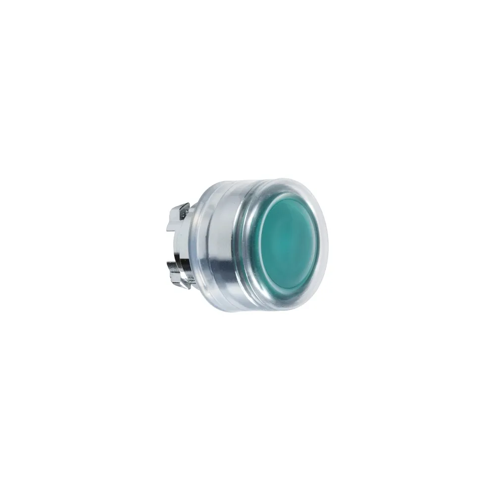 Schneider Electric Harmony XB4 Główka przycisku płaskiego z samoczynnym powrotem LED okapturzona zielona metalowa, ZB4BW533