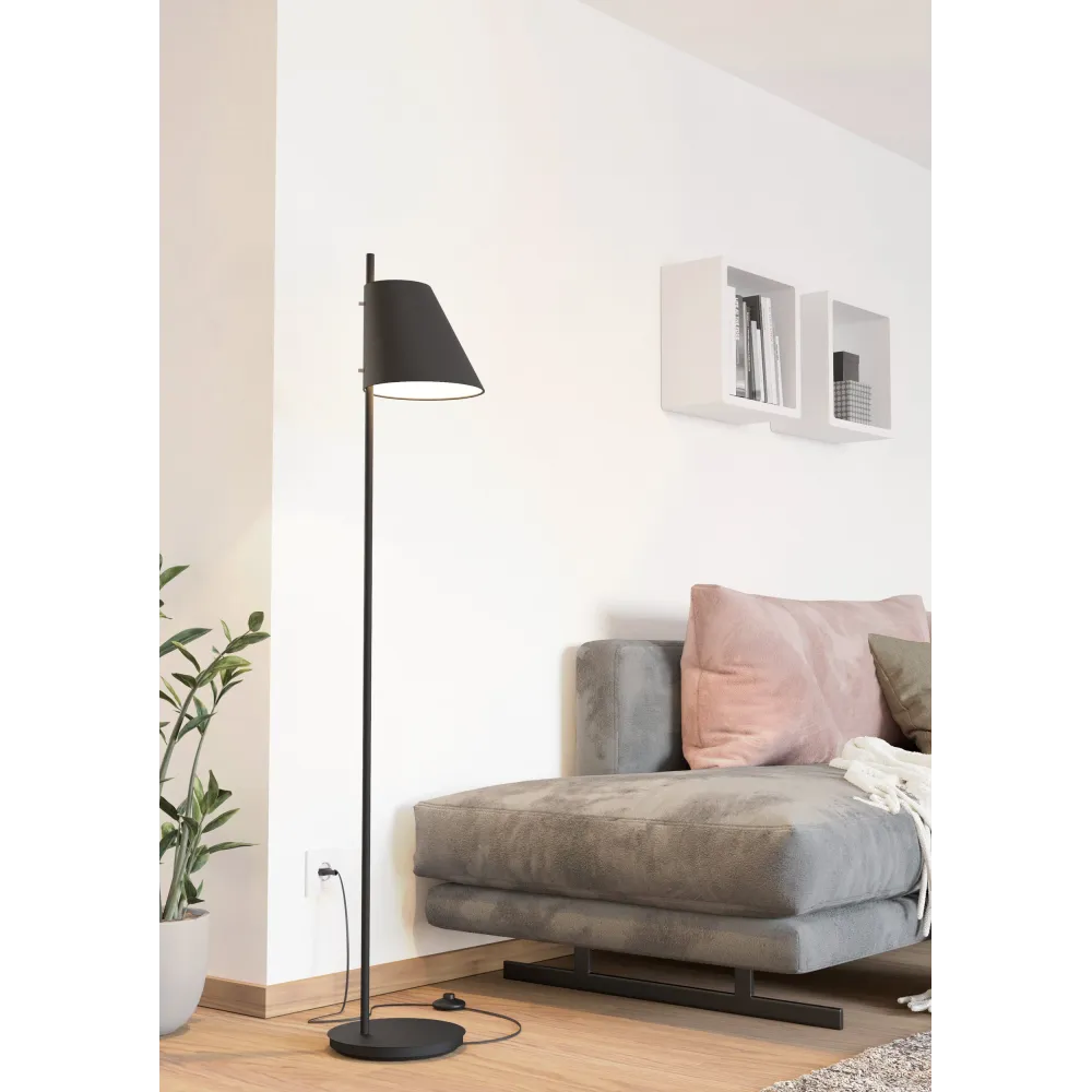 ESTAZIONA CZARNY OPRAWA PODŁOGOWA 1X E27/ 40W IP20 STAL/ TKANINA