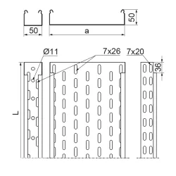 KCP200H50/3 N KORYTKO KABLOWE 200H50 3M 1.5 MM