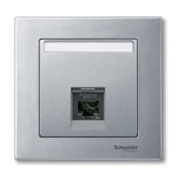 Schneider Electric Merten, System M, płytka centralna pojedyncza do złącza RJ45, aluminium, MTN465860