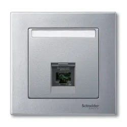 Schneider Electric Merten, System M, płytka centralna pojedyncza do złącza RJ45, aluminium, MTN465860