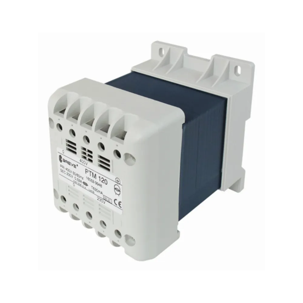 PTM 120 TRANSFORMATOR BEZPIECZEŃSTWA 1F 120VA 230V AC/ 24V AC OBUDOWA TH35 IP20 RDZEŃ KSZTAŁTKOWY EI