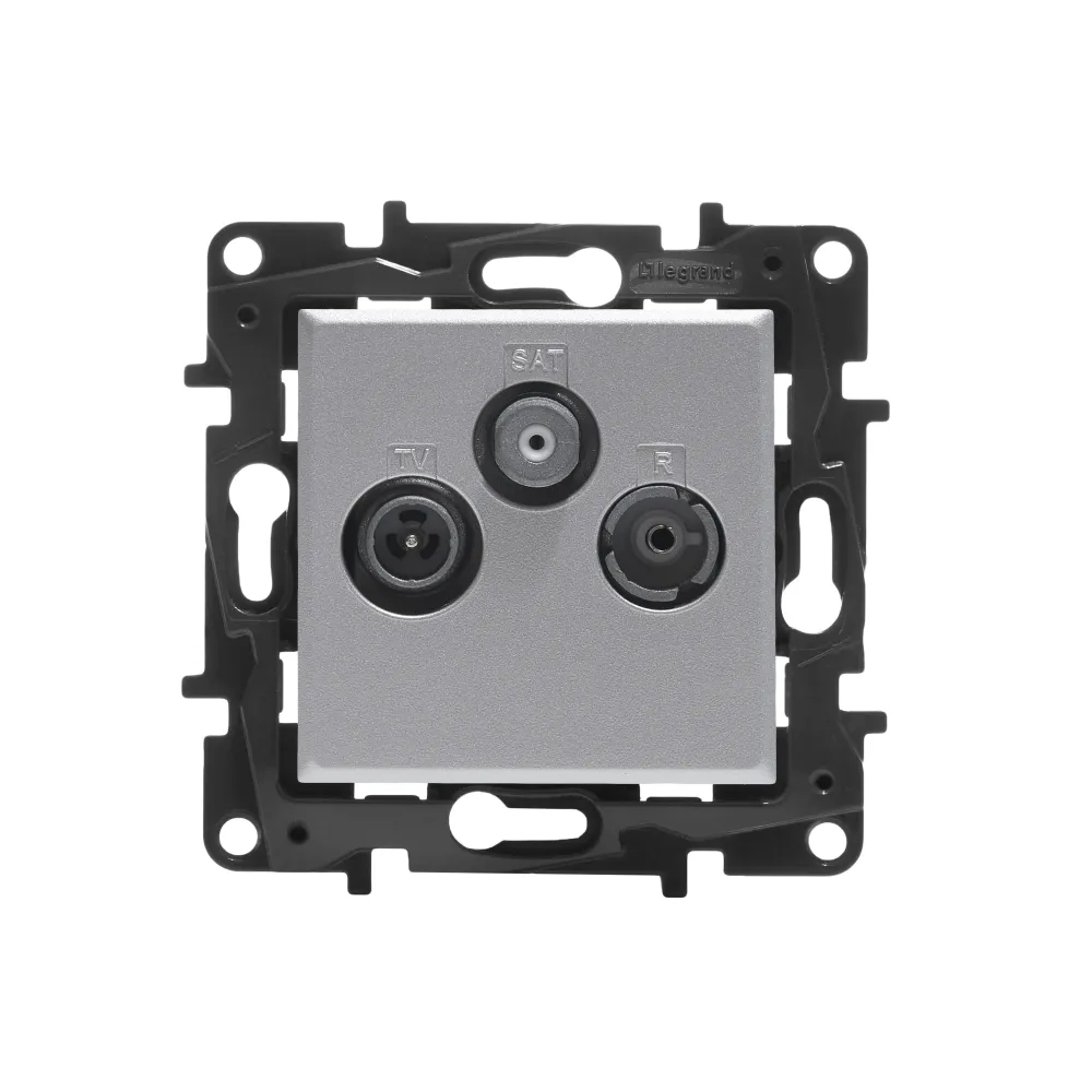 NILOE STEP MODUŁ ALUMINIUM GNIAZDO RTV-SAT PRZELOTOWE 14DB TV 5-68/120-862MHZ/ SAT 950-2400MHZ