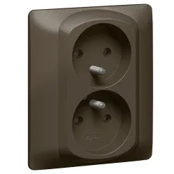 SISTENA LIFE CHOCO GNIAZDO 2X Z/U Z PRZESŁONAMI ZACISKI ŚRUBOWE 16A 250V