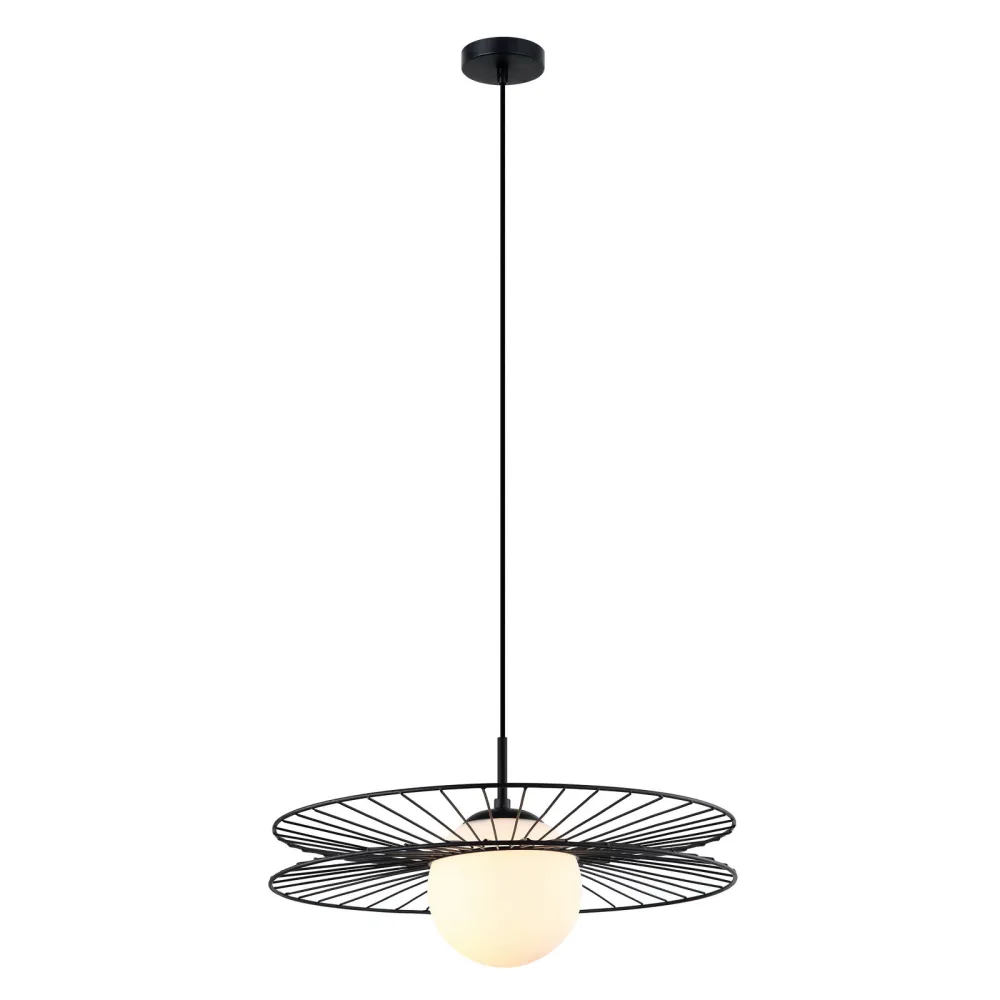 SANDY CZARNY/ BIAŁY OPRAWA WISZĄCA 1X E27/ 40W IP20 STAL/ SZKŁO