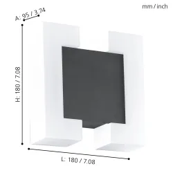 SITIA ANTRACYT/ BIAŁY OPRAWA ŚCIENNA KINKIET LED 2X 4.8W WW 3000K 1100LM IP44 STAL CYNKOWANA TWORZYW