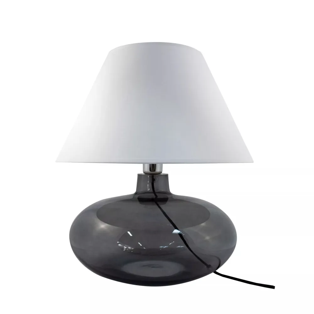 ADANA BIAŁY/ PRZYDYMIONY OPRAWA STOŁOWA 1X E27/ 60W IP20 METAL/ SZKŁO/ TWORZYWO/ TKANINA