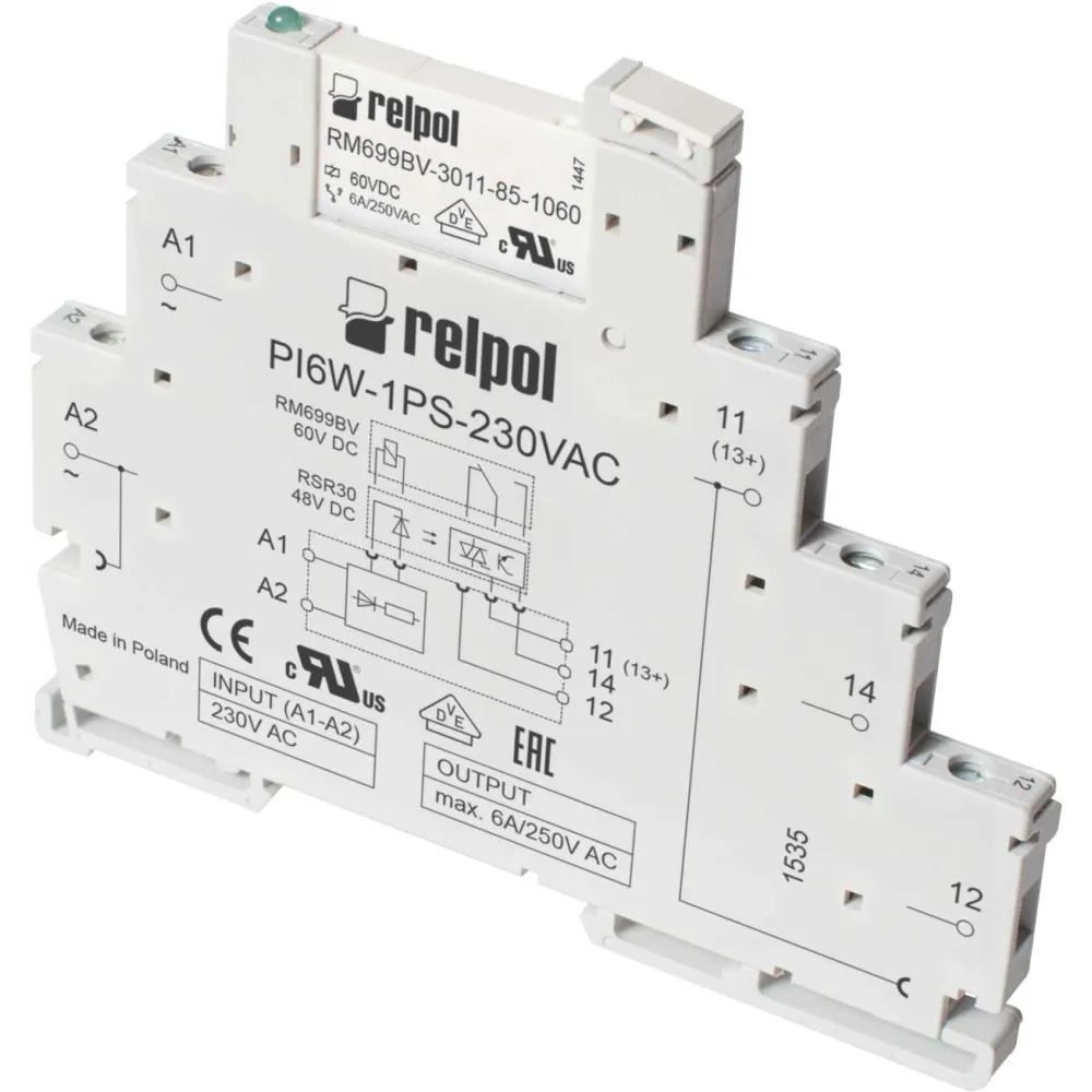 PIR6W-1PS-24VAC/DC-R PRZEKAŹNIK INTERFEJSOWY 6A 1P 0.3M 24V AC/DC SZARY