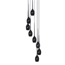 IZZA CZARNY BŁYSZCZĄCY/ CZARNY MAT OPRAWA WISZĄCA 8X E14/ 40W IP20 SZKŁO/ ALUMINIUM