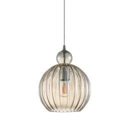 BIRON CHROM/ KONIAK OPRAWA WISZĄCA 1X E27/ 60W IP20 STOP METALI/ SZKŁO