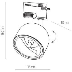 TRACER BLACK CZARNY/ CHROM OPRAWA SYSTEMOWA SPOT 1X GU10 AR111/ 12W IP20 METAL/ TWORZYWO