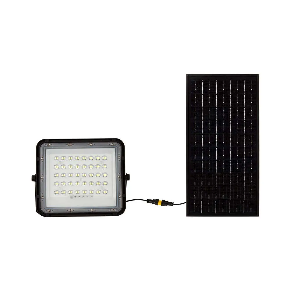 VT-80W CZARNY OPRAWA NAŚWIETLACZ SOLARNY LED 10W CW 6400LM 800LM IP65 IK06 +CZUJNIK ZMIERZCHU PILOT