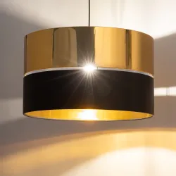 HILTON BLACK/ GOLD CZARNY/ ZŁOTY OPRAWA WISZĄCA 1X E27/ 15W IP20 METAL/ TKANINA/ TWORZYWO