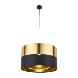 HILTON BLACK/ GOLD CZARNY/ ZŁOTY OPRAWA WISZĄCA 1X E27/ 15W IP20 METAL/ TKANINA/ TWORZYWO
