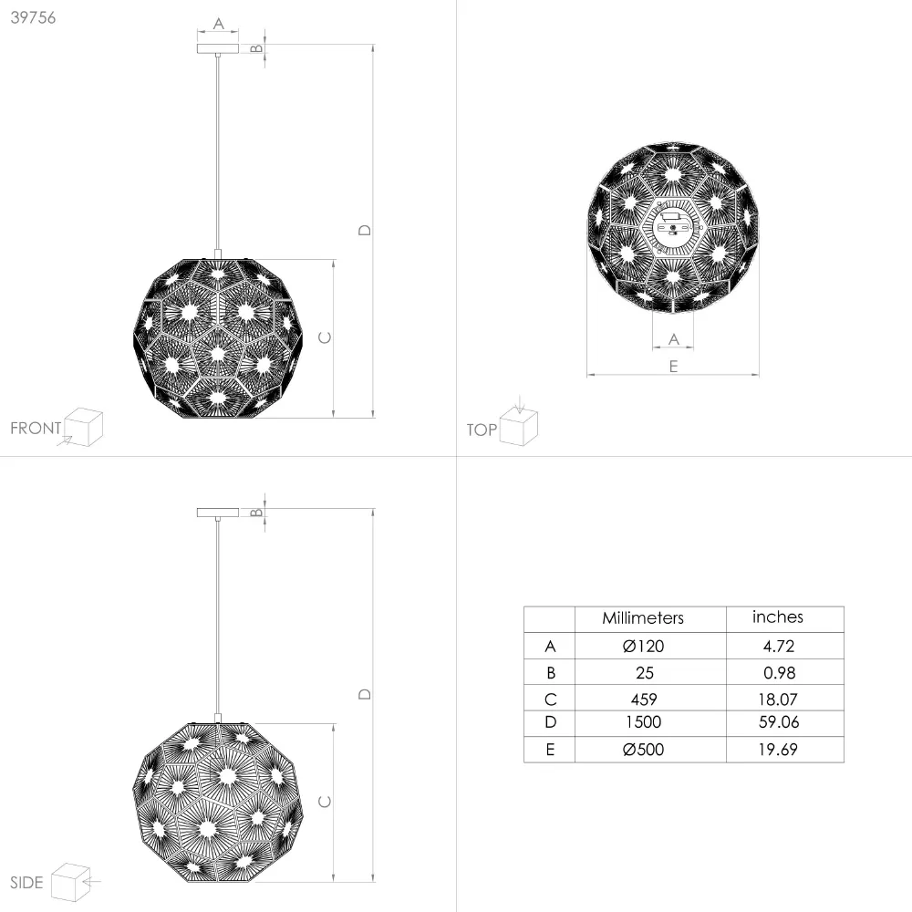 SKOURA CZARNY/ MOSIĄDZ OPRAWA WISZĄCA 1X E27/ 60W IP20 STAL