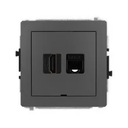DECO MODUŁ GRAFIT MAT GNIAZDO 1X HDMI 2.0 + GNIAZDO KOMPUTEROWE 1X UAE 8  KAT. 5E PŁASKIE