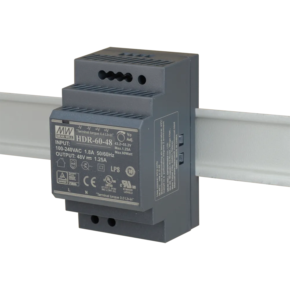 HDR ZASILACZ NA SZYNĘ DIN  60W 1.25A 85-264V AC -120-370V DC / 48V DC 3M