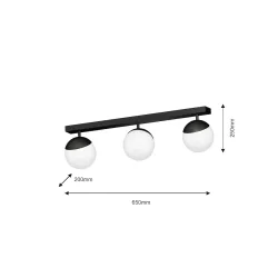 SFERA CZARNY/ BIAŁY OPRAWA SUFITOWA SPOT 3X E14/ 40W IP20 METAL/ SZKŁO