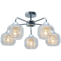 RAY CHROM/ TRANSPARENTNY OPRAWA SUFITOWA 5X E14/ 40W IP20 METAL/ SZKŁO