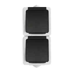 TEKNO CZARNY/SZARY GNIAZDO NT 2X Z/U PIONOWE Z PRZESŁONAMI Z KLAPKĄ IP54 ZACIS ŚRUBOWE 0505-2220-143