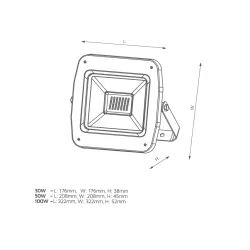 ZEN-E SZARY OPRAWA NAŚWIETLACZ LED  50W 100-240V NW 4000K 4750LM IP65 120ST