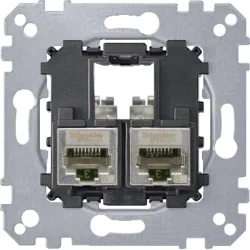 Schneider Electric Merten - Mechanizm gniazda teleinformatycznego komputerowe 2xRJ45 kat 6a f/stp, MTN4576-0022