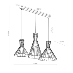 SAHARA CZARNY/ ZŁOTY OPRAWA WISZĄCA 3X E27/ 15W IP20 METAL/ TWORZYWO