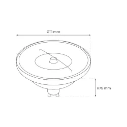 ŻARÓWKA AR111 - 10,5W GU10 4000K/ BIAŁY Z ODBŁYŚNIKIEM ŚCIEMNIALNA BIAŁY 10.5W 4000K 550LM (90°) IP