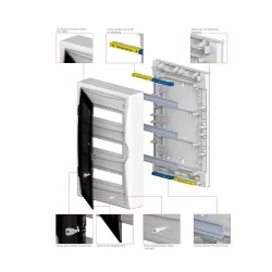 ECONOMIC-BOX ROZDZIELNIA PLASTIKOWA NT 36M 3X 12M N+PE IP40 IK05 560X354X107 DRZWI DYMNE BIAŁY