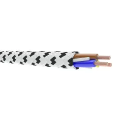 H03RT-H 3XG  0.75 BIAŁY/ CZARNY PRZEWÓD W OPLOCIE TEKSTYLNYM 300/300V KL.6