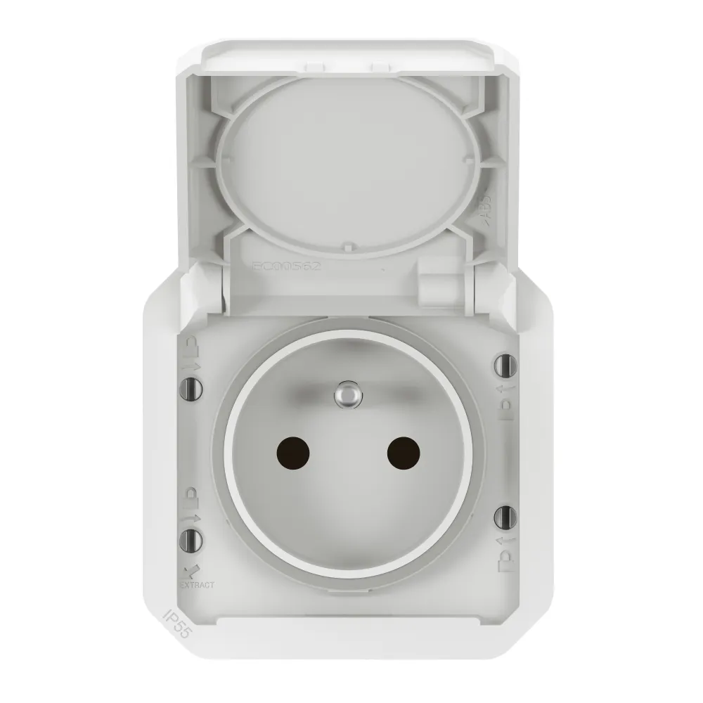 PLEXO NEW - GNIAZDO 2P+Z ZACISKI ŚRUBOWE MECHANIZM 16 A - 250 V~ BIAŁE