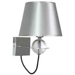 TESORO CHROM/ SREBRNY OPRAWA ŚCIENNA KINKIET NT 1X E14/ 40W IP20 METAL/ TKANINA