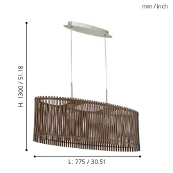 SENDERO NIKIEL MAT/ BRĄZOWY OPRAWA WISZĄCA 2X E27/ 60W IP20 STAL/ DREWNO