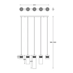 GEM ZŁOTY OPRAWA WISZĄCA 5X G9/ 28W IP20 METAL
