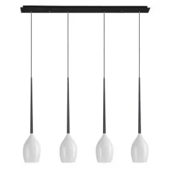 IZZA BIAŁY BŁYSZCZĄCY/ CZARNY PIASKOWY OPRAWA WISZĄCA 4X E14/ 40W IP20 SZKŁO/ ALUMINIUM