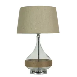 ECO CHROM/ BEŻOWY OPRAWA STOŁOWA NOCNA 1X E27/ 60W IP20 METAL/ SZKŁO/ TKANINA