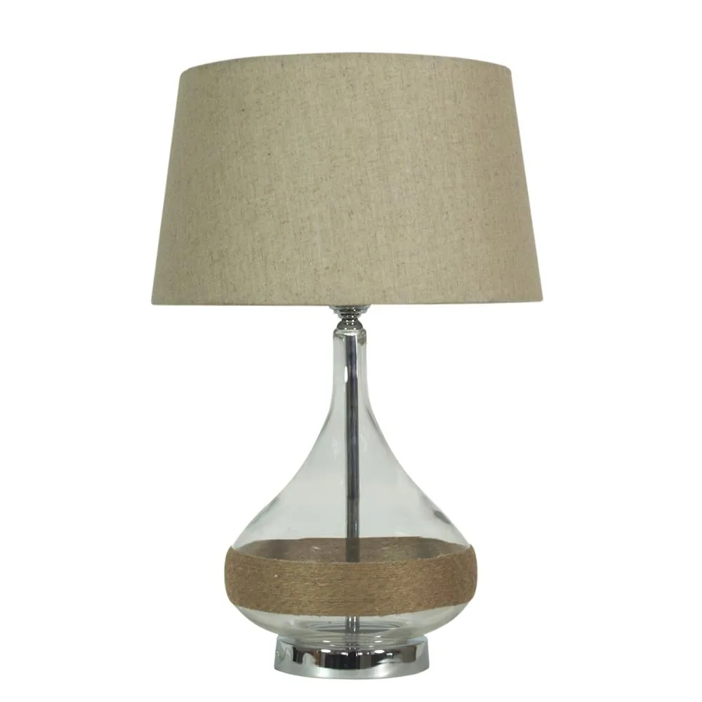 ECO CHROM/ BEŻOWY OPRAWA STOŁOWA NOCNA 1X E27/ 60W IP20 METAL/ SZKŁO/ TKANINA