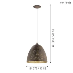 SAFI BRĄZOWY ZŁOTY OPRAWA WISZĄCA 1X E27/ 60W IP20 STAL