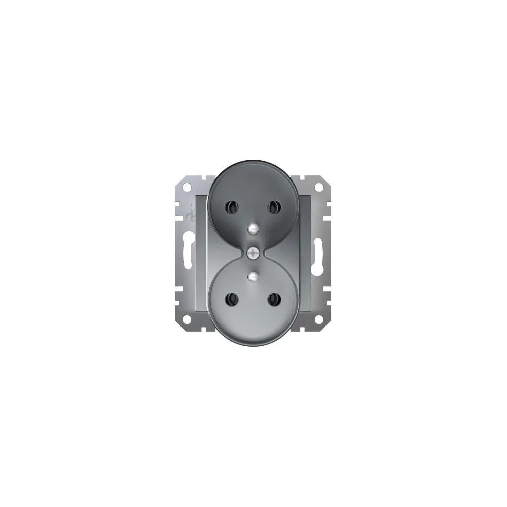 Schneider Electric Asfora, gniazdo 2x2P+PE do systemu ramkowego, stal, EPH9810262