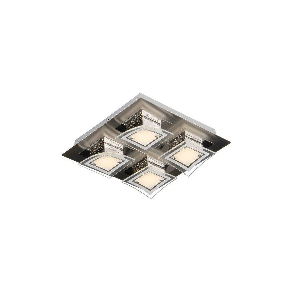 WINSTON CHROM/ BIAŁY OPRAWA SUFITOWA PLAFON LED 24W WW 3000K 1800LM IP20 STAL/ SZKŁO