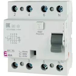 EFI6-P4 63A/ 30MA/A WYŁĄCZNIK RÓŻNICOWY 63A 4P 4M 30MA/A 6KA