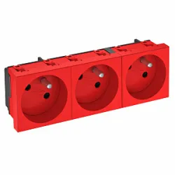 M45 MODUŁ CZERWONY GNIAZDO 3X Z/U 33° NF ZACISKI SPRĘŻYNOWE 16A 250V