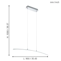LASANA CHROM/ BIAŁY OPRAWA WISZĄCA LED 15W WW 3000K 1800LM IP20 ALUMINIUM/ STAL/ TWORZYWO
