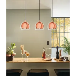 ROCAMAR MIEDZIANY/ PRZEZROCZYSTY OPRAWA WISZĄCA 3X E27/ 40W IP20 STAL/ SZKŁO