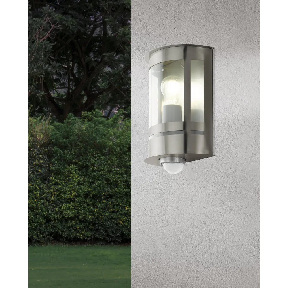 TRIBANO STAL NIERDZ/ TRANSPARENTNY OPRAWA ŚCIENNA KINKIET 1X E27/ 60W IP44 STAL CYNKOWANA/ TWORZYWO
