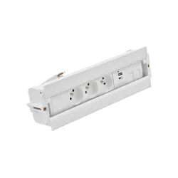 SIMON 480 SPINNER BIAŁY GNIAZDO MEBLOWE ZEST. 3X250V TYP E + ŁADOWARKA USB A-C + PŁYTKA 2X RJ45 KEYS