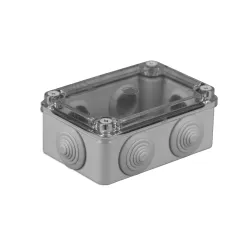 S-BOX 206P PUSZKA INSTALACYJNA NT 120X80X50 IP65 6 DŁAWIKÓW TRANSPARENTNY SZARY
